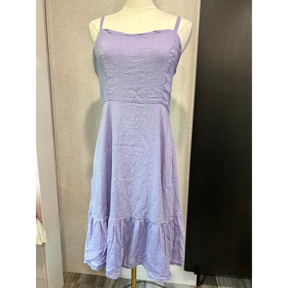 Old Navy Baby Doll Dress Lavender Peasant Boho Y2K Smocking 90's SZ Med Tall